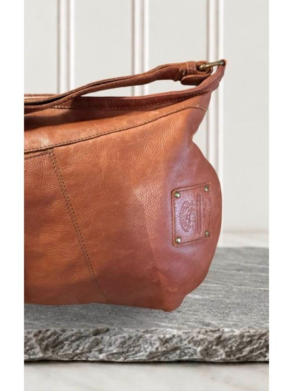 Ashwood Genuine Leather Crescent Moon Hobo Bag Purse Cognac Brown Slouchy - Picture 5 of 11